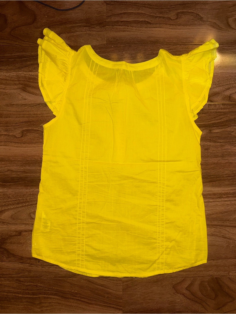 French Connection Yellow Pintuck Button Blouse - Picture 2 of 3